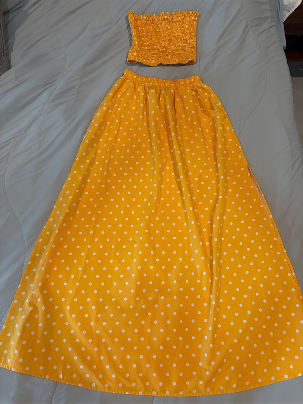 Yellow Polka Dot Two-Piece Set